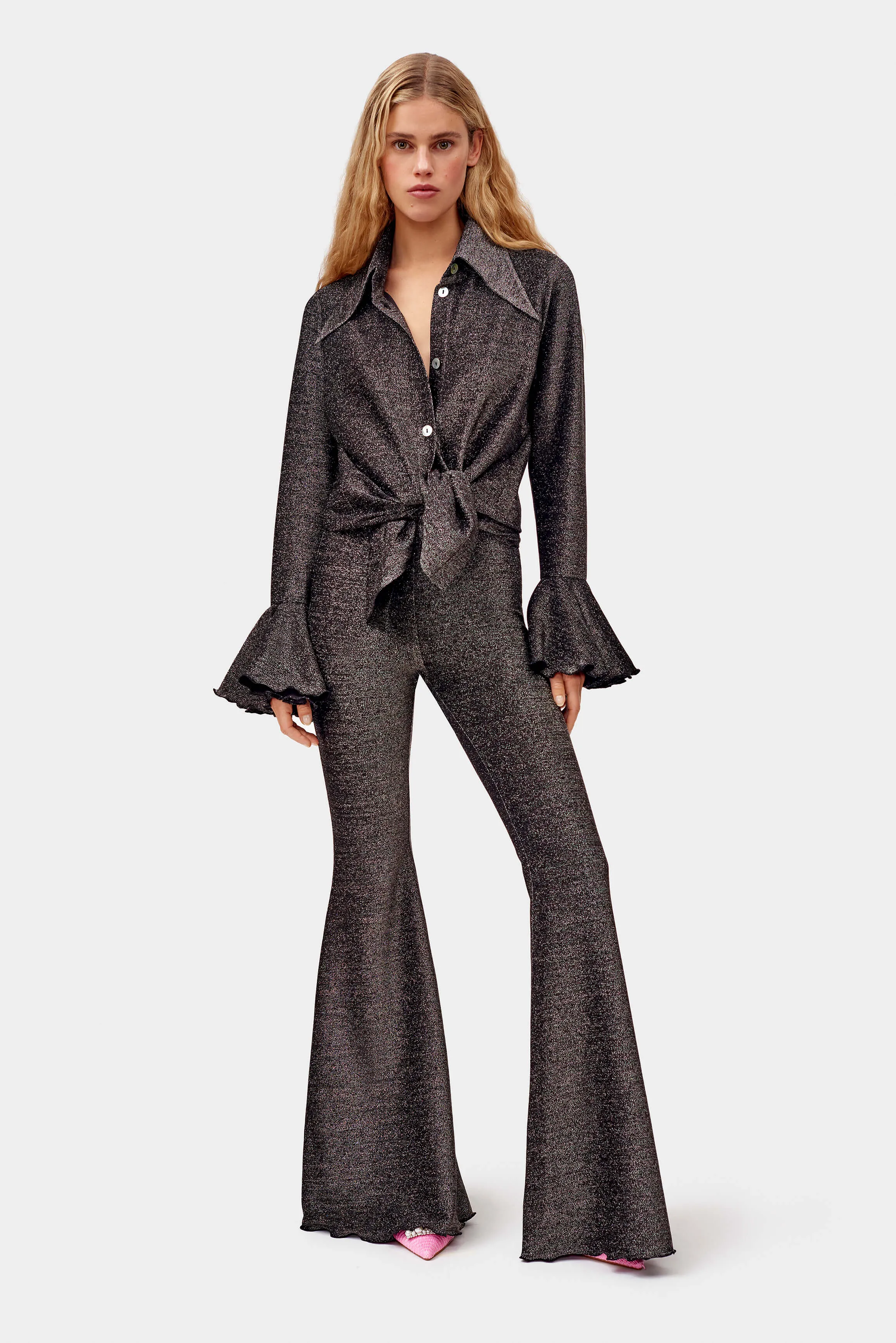 Lurex Lounge Suit with Pants in Black