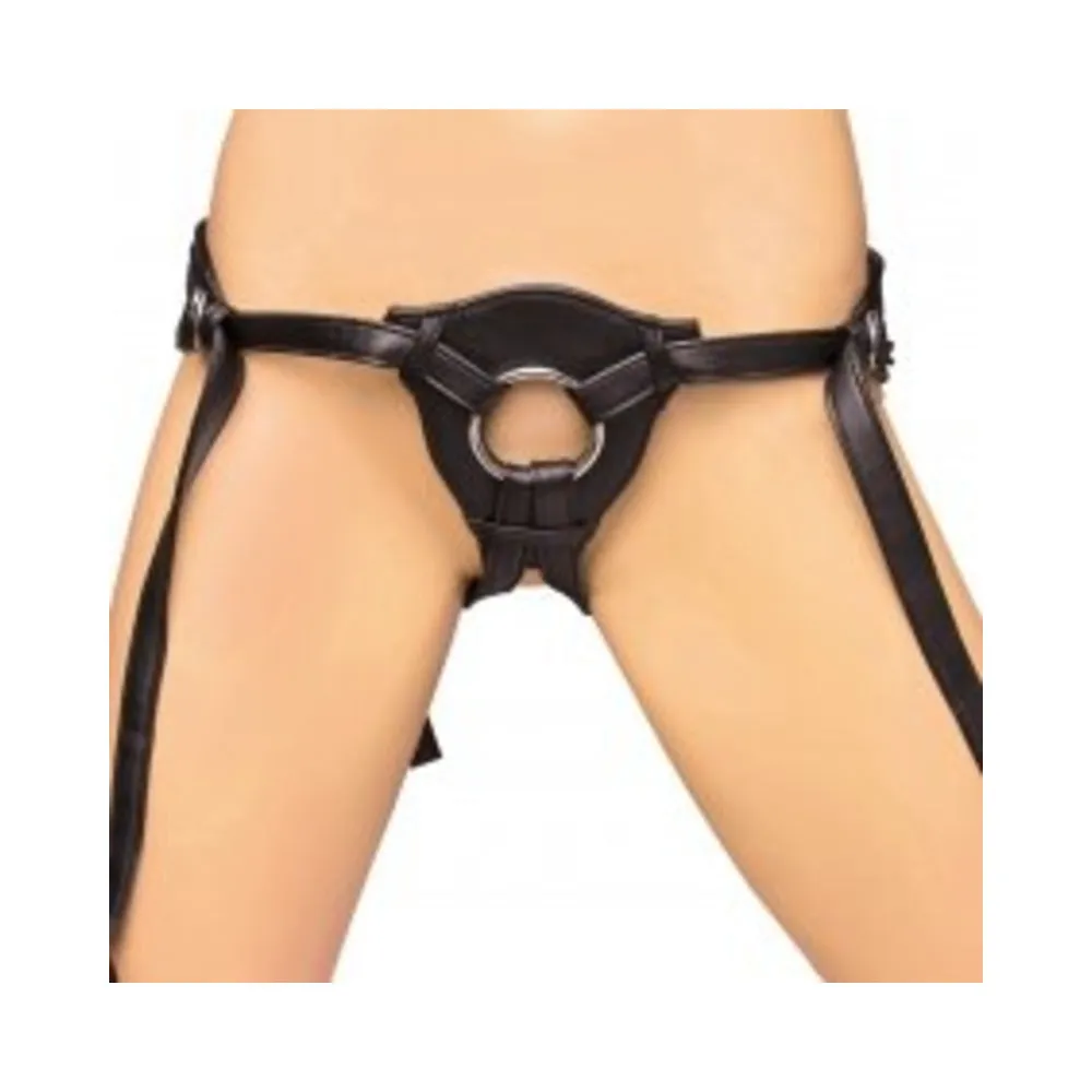 Lux Fetish Patent Leather Strap On Harness Black O/S