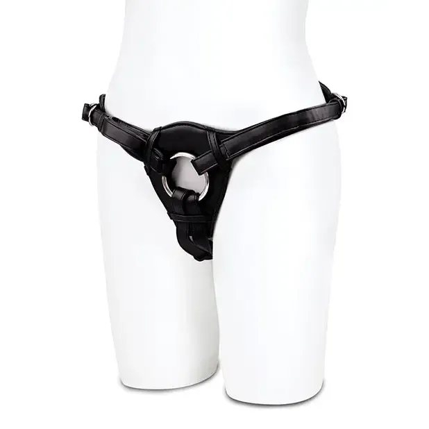 Lux Fetish Patent Leather Strap-On Harness Black