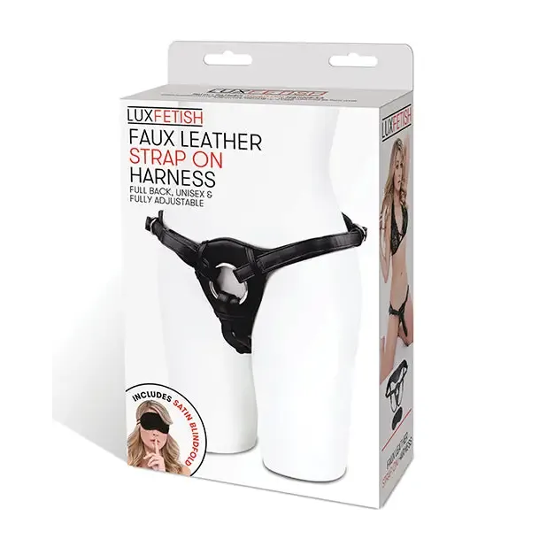 Lux Fetish Patent Leather Strap-On Harness Black