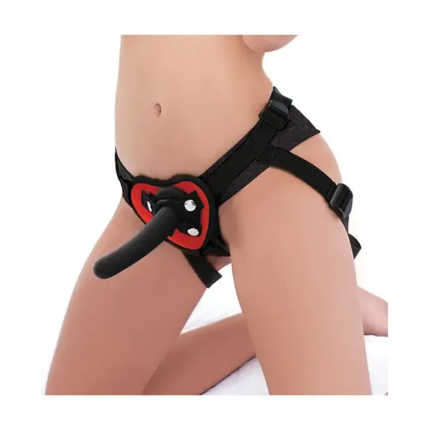 Lux Fetish Red Heart Strap-On Harness