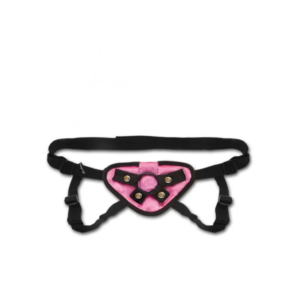 Lux Fetish Velvet Strap On Harness Pink O/S