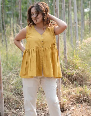 Marigold Yellow Peplum Top