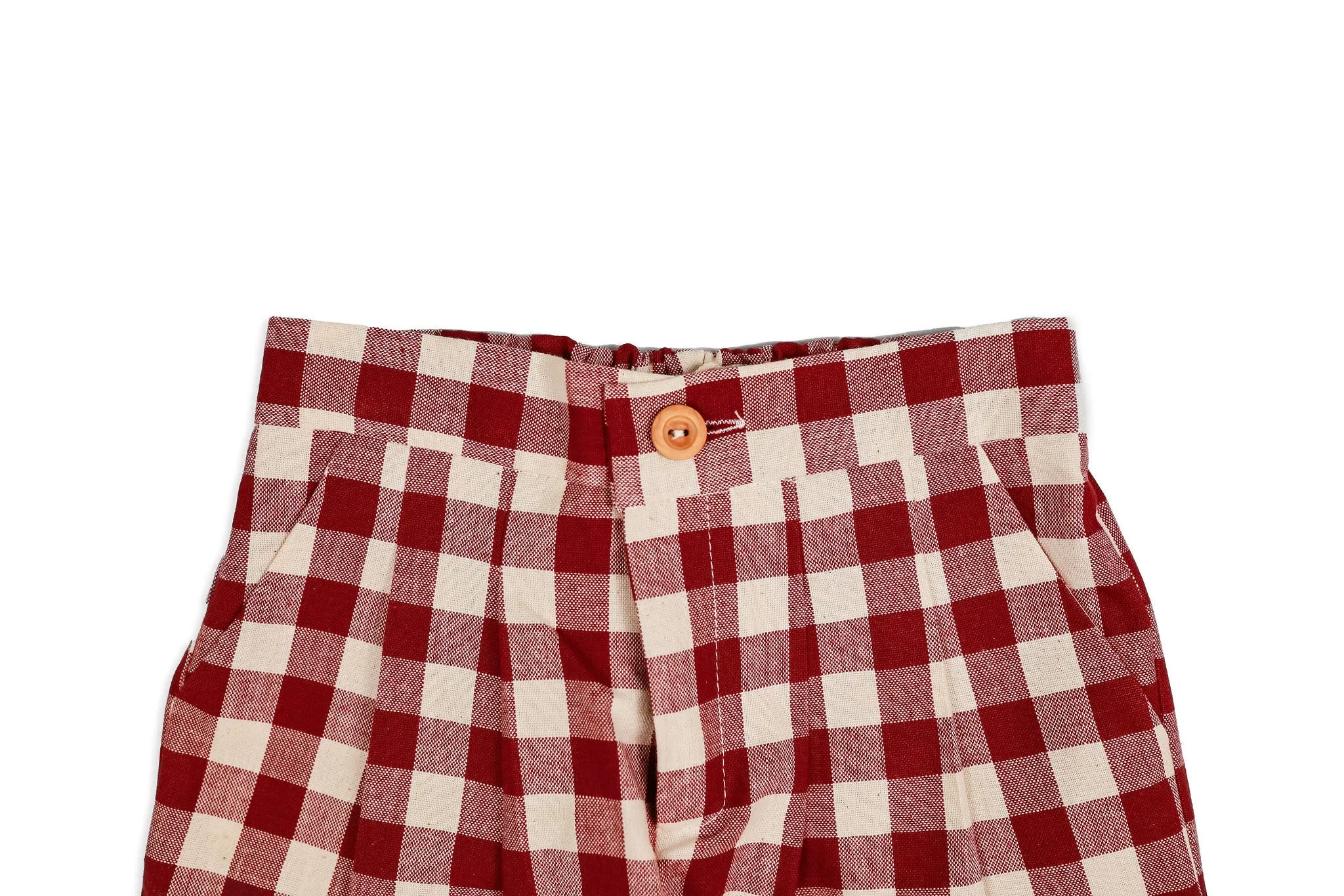 Maroon Gingham Twill Pants