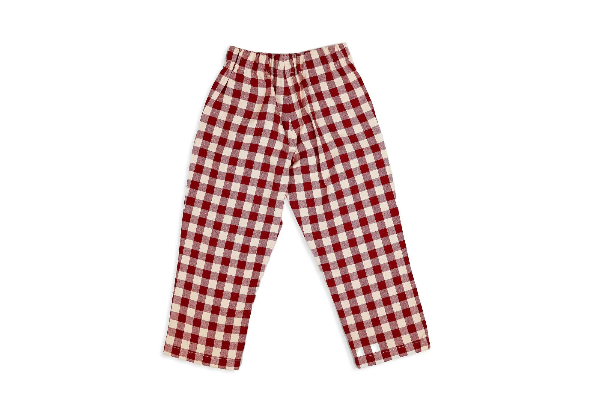 Maroon Gingham Twill Pants