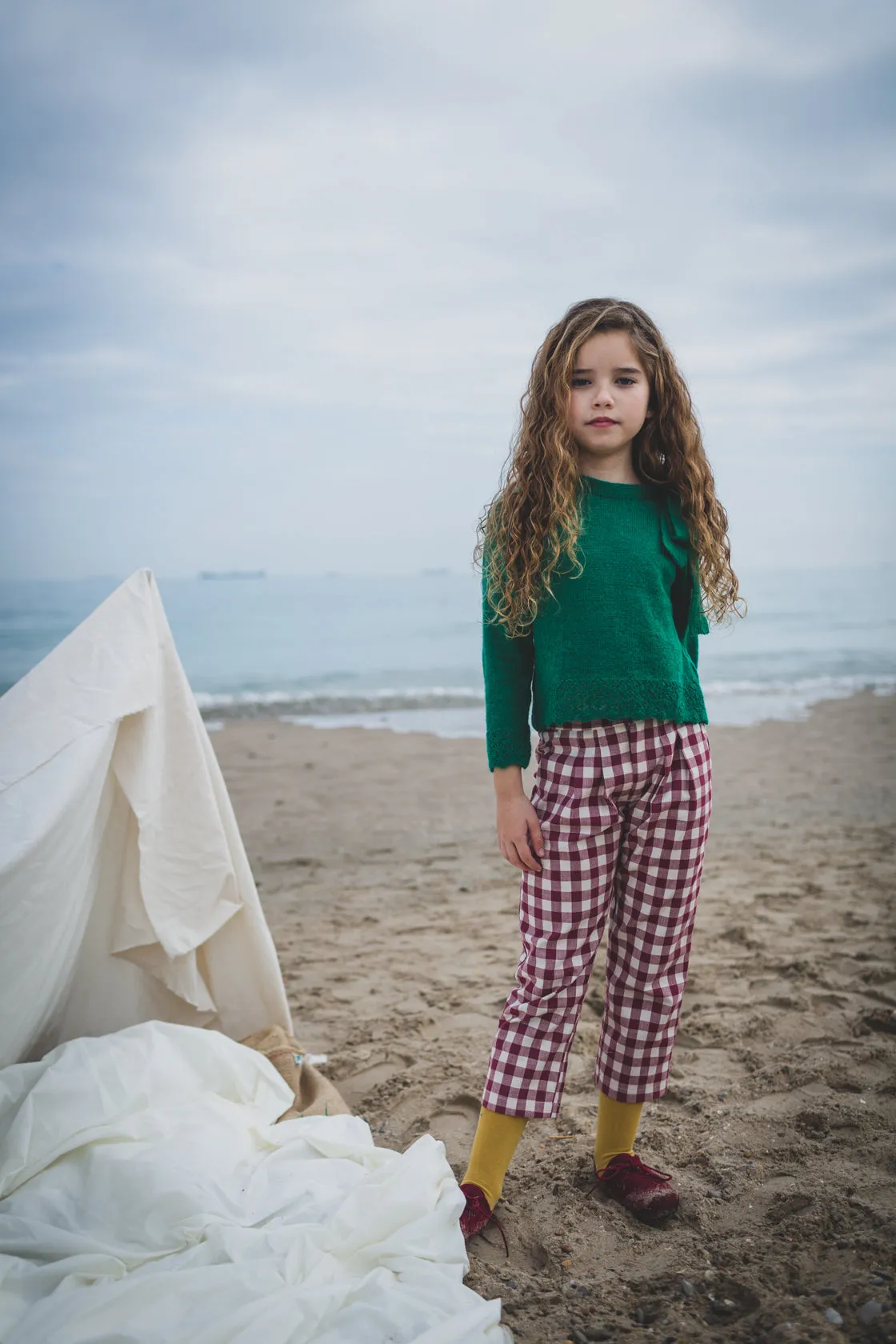 Maroon Gingham Twill Pants