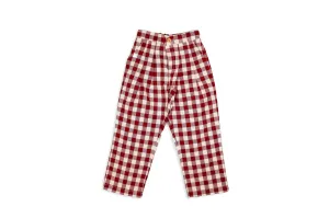 Maroon Gingham Twill Pants