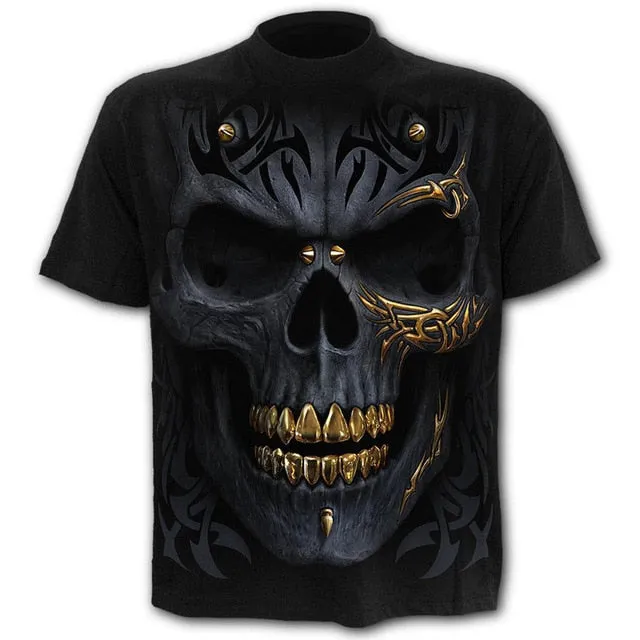 Men Women Children Skull T Shirts Fashion Summer Short Sleeve Ghost Rider Cool T-shirt 3D Print Tops Harajuku Streetwear Tee