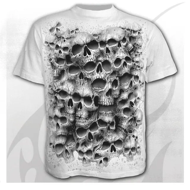 Men Women Children Skull T Shirts Fashion Summer Short Sleeve Ghost Rider Cool T-shirt 3D Print Tops Harajuku Streetwear Tee