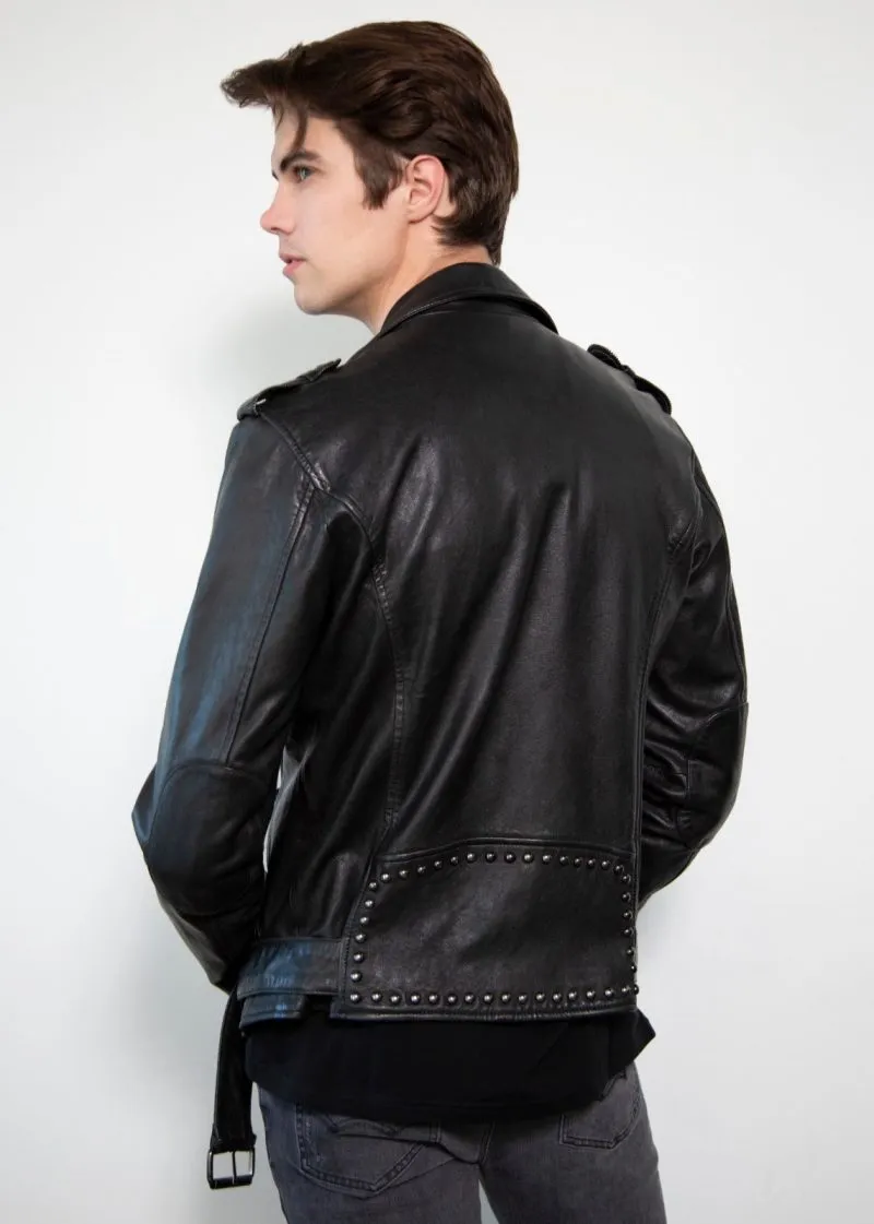 Men's Diablo Studded Saint Laurent Black Leather Jacket