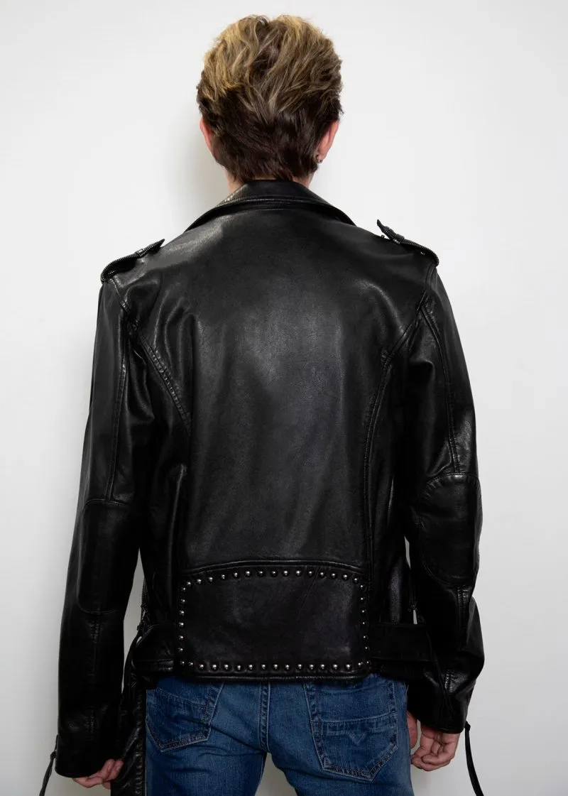 Men's Diablo Studded Saint Laurent Black Leather Jacket