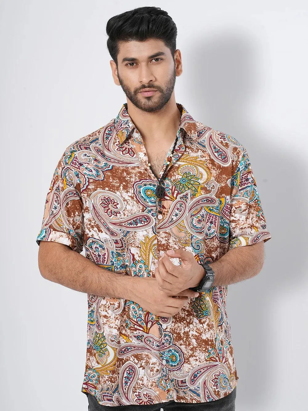 Men's Relax Short Sleeve in Paisley Shirt