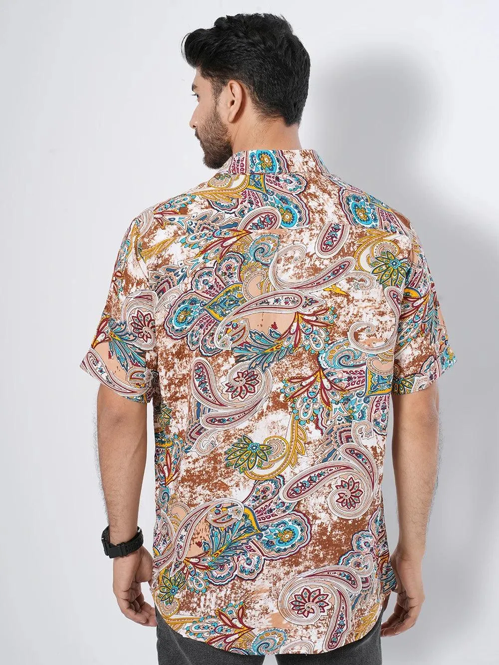 Men's Relax Short Sleeve in Paisley Shirt