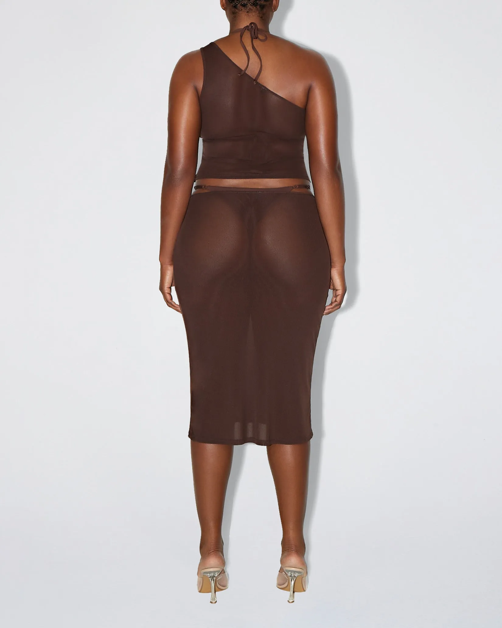 Mesh Midi Skirt | Chocolate