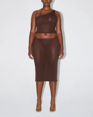 Mesh Midi Skirt | Chocolate