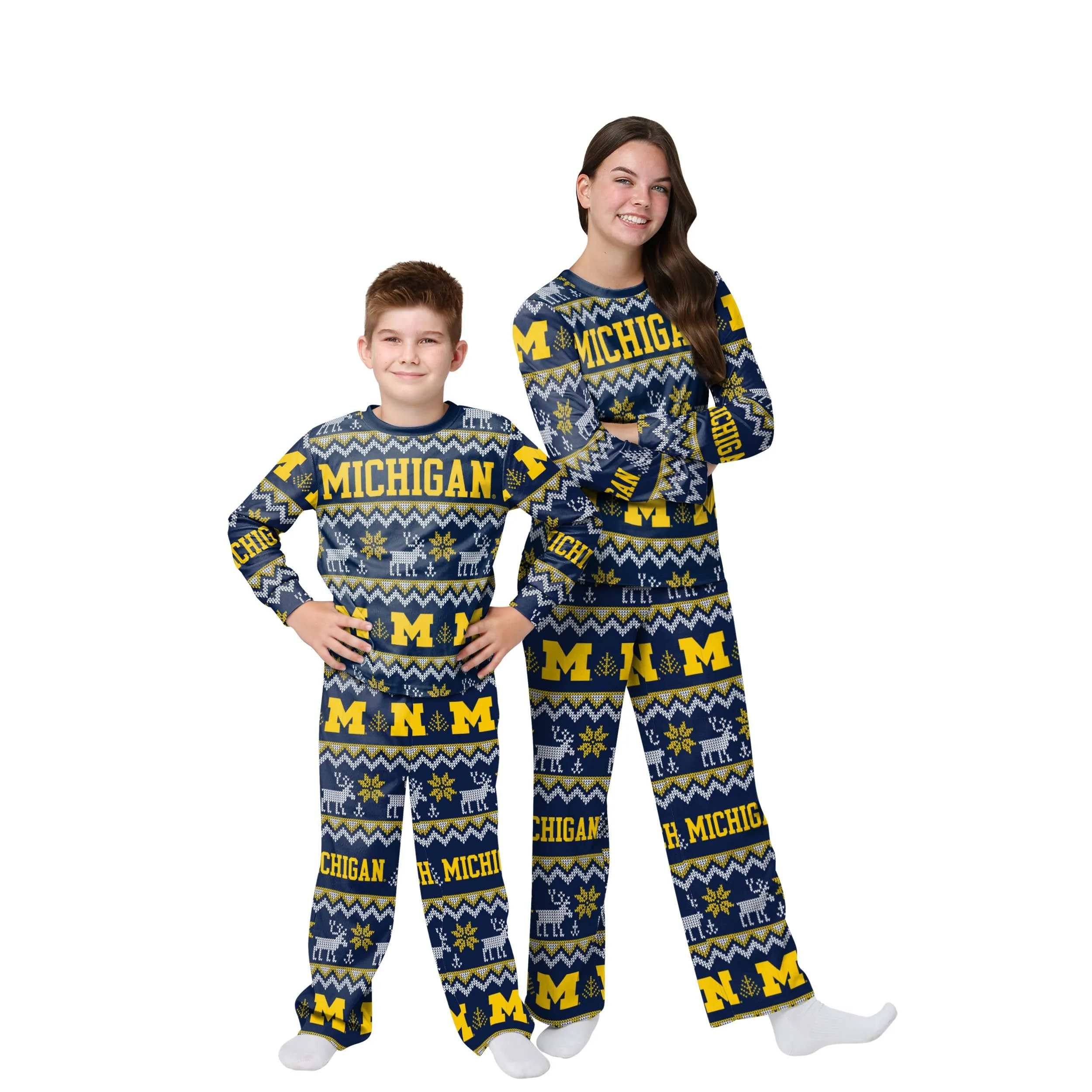 Michigan Wolverines NCAA Ugly Pattern Family Holiday Pajamas