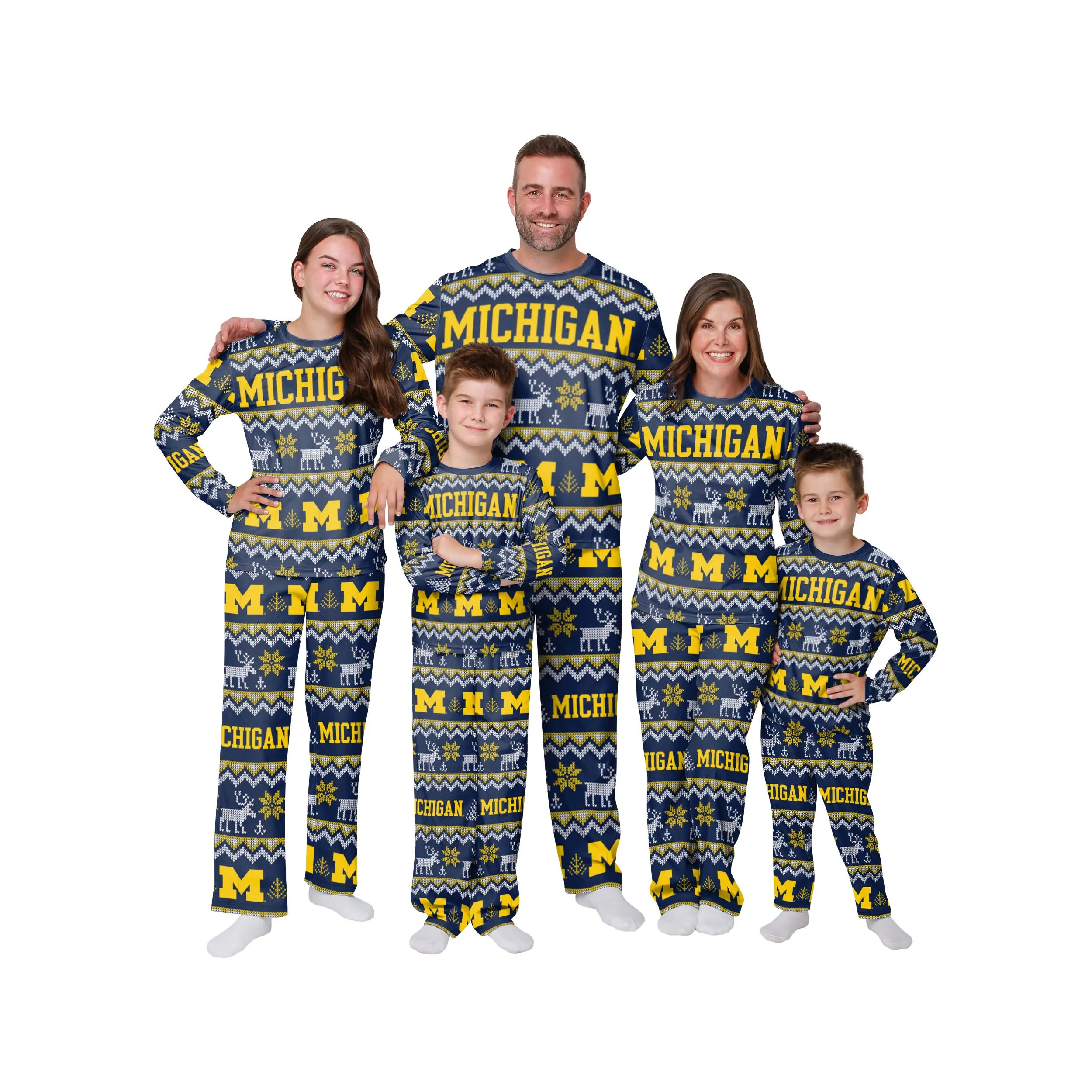 Michigan Wolverines NCAA Ugly Pattern Family Holiday Pajamas