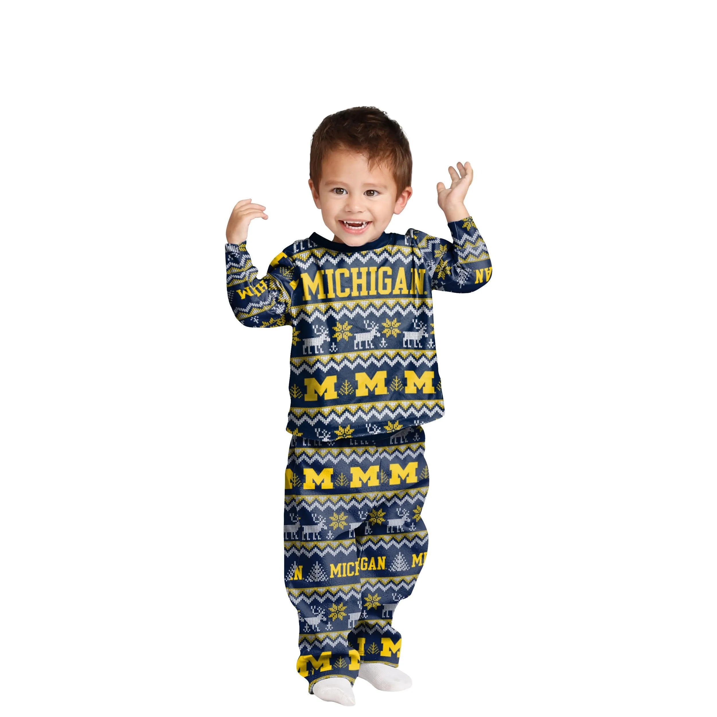 Michigan Wolverines NCAA Ugly Pattern Family Holiday Pajamas