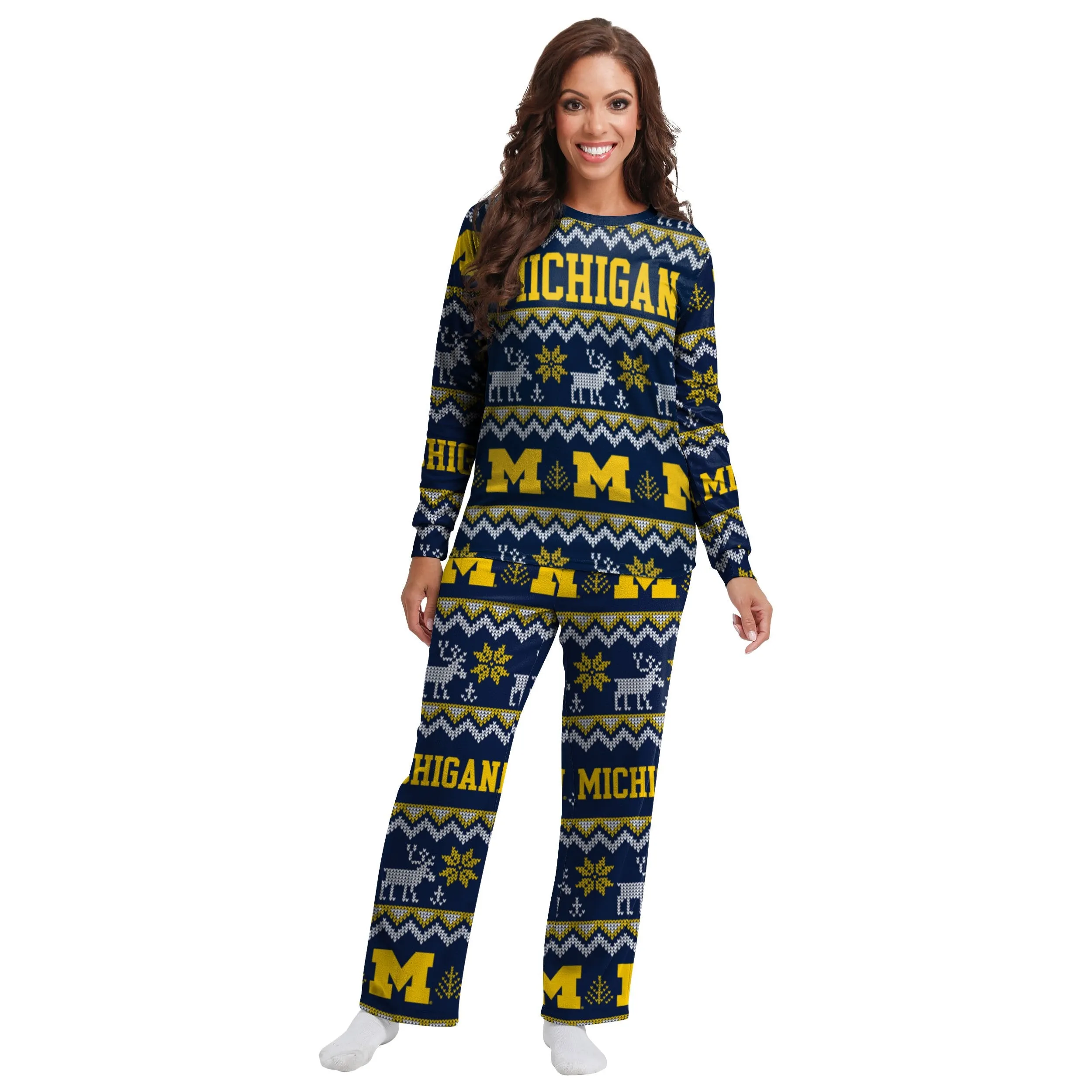 Michigan Wolverines NCAA Ugly Pattern Family Holiday Pajamas