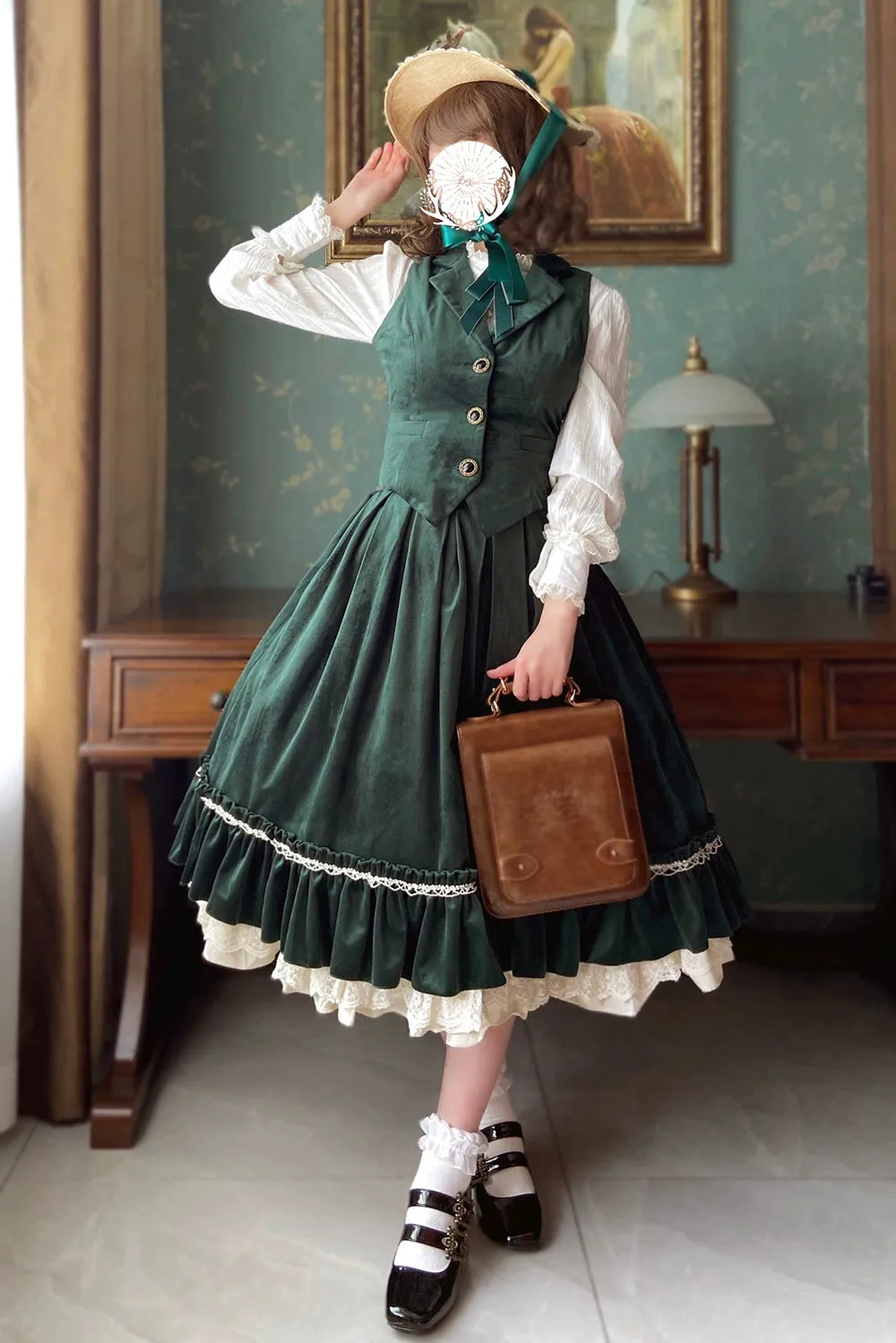 Miss Point~Rose Doll~Retro Lolita Vest Velvet Lolita Waistcoat