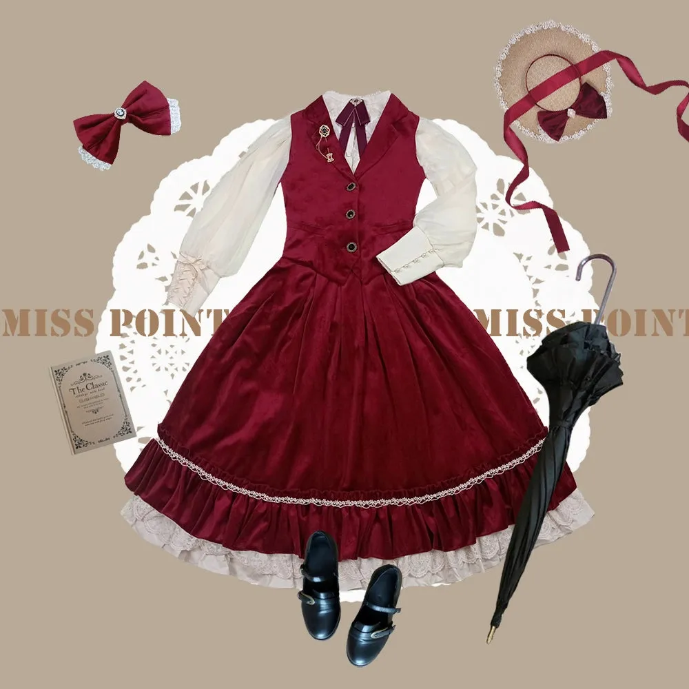 Miss Point~Rose Doll~Retro Lolita Vest Velvet Lolita Waistcoat