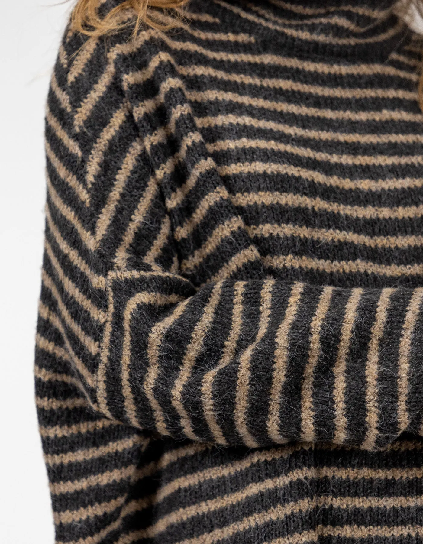 Monika Oversize Knit Jumper in Black/Mocha Stripe