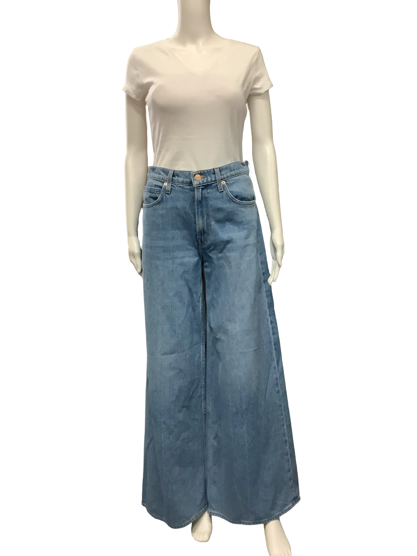 Mother Women's Snackss Pant Jean High Rise Wide Leg Blue Size 6/8