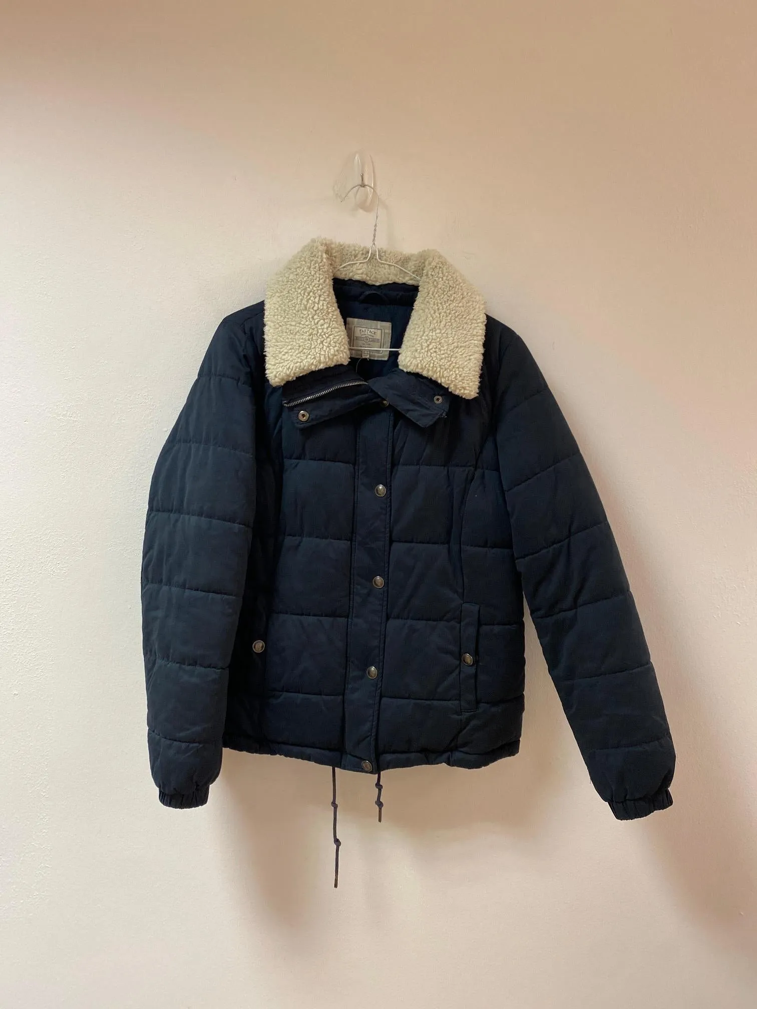 Navy and sherpa padded coat, Fat Face, Size 12 (Cotton, Cotton, Polyester, Polyester, Nylon)