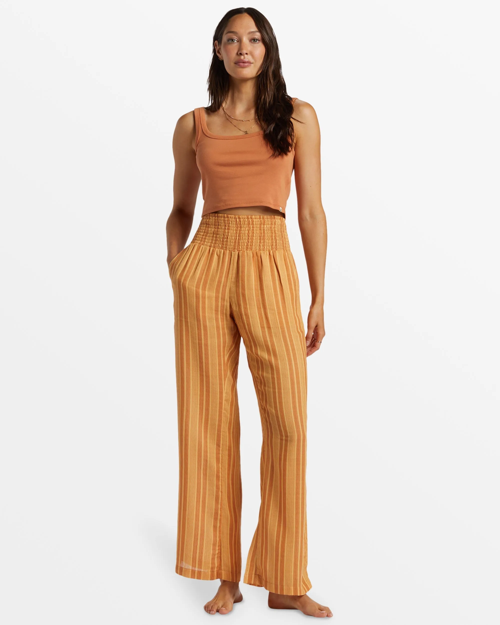 New Waves 2 Elastic Waist Pants - Peach Punch