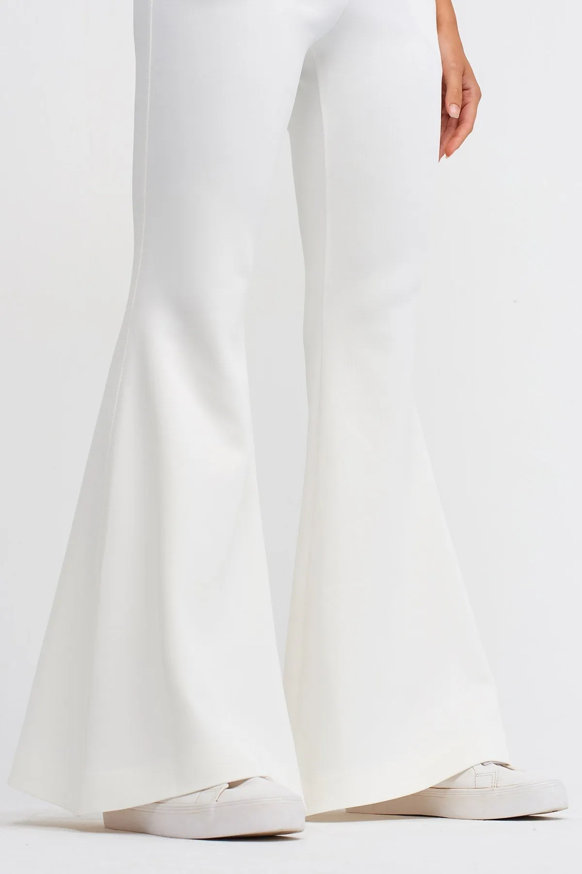 Nu Flared Pants With Button Closure White