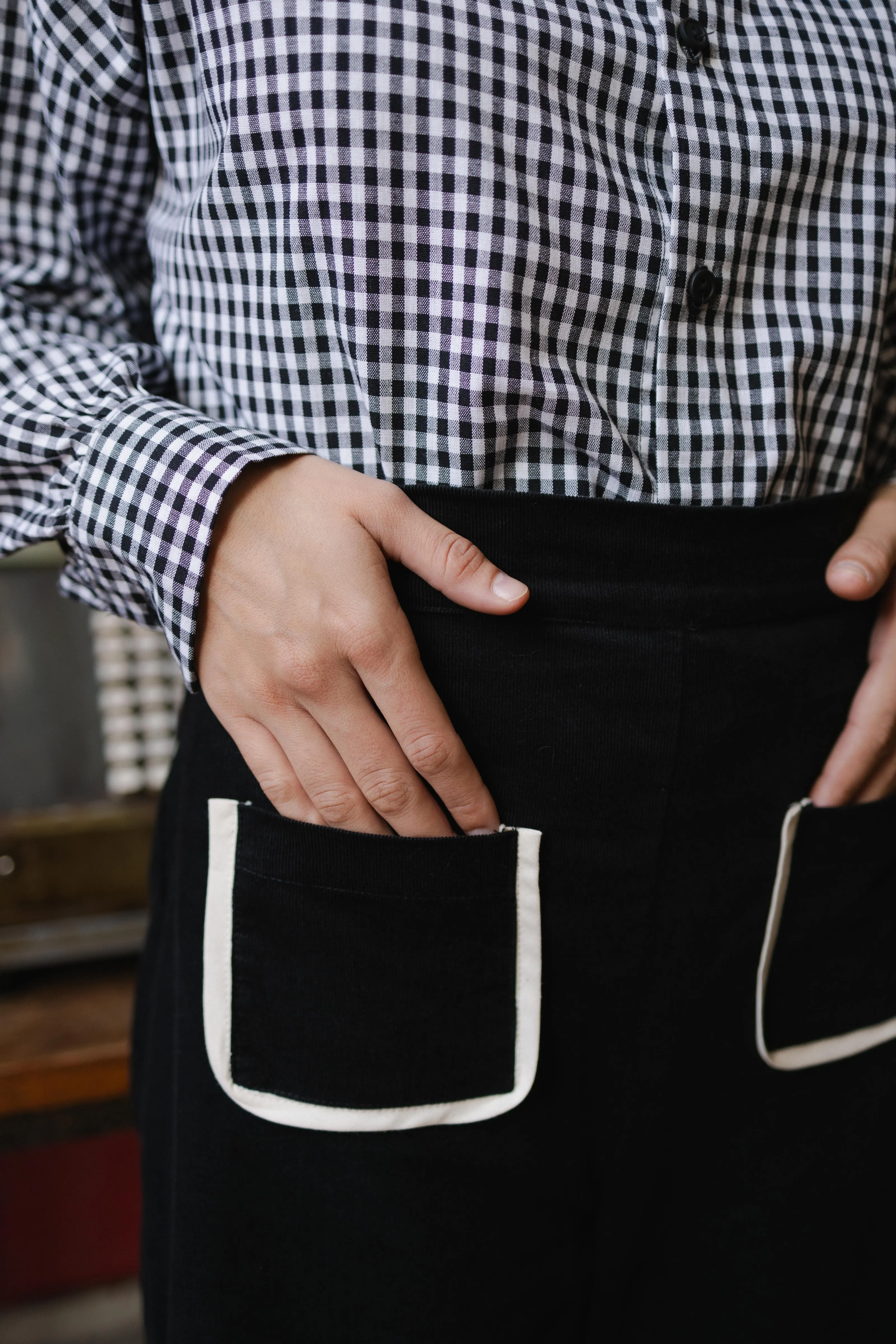 Olive flared pants - black baby corduroy