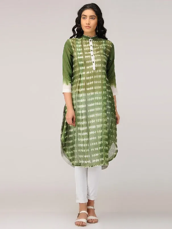 Olive Green Shibori Kurta