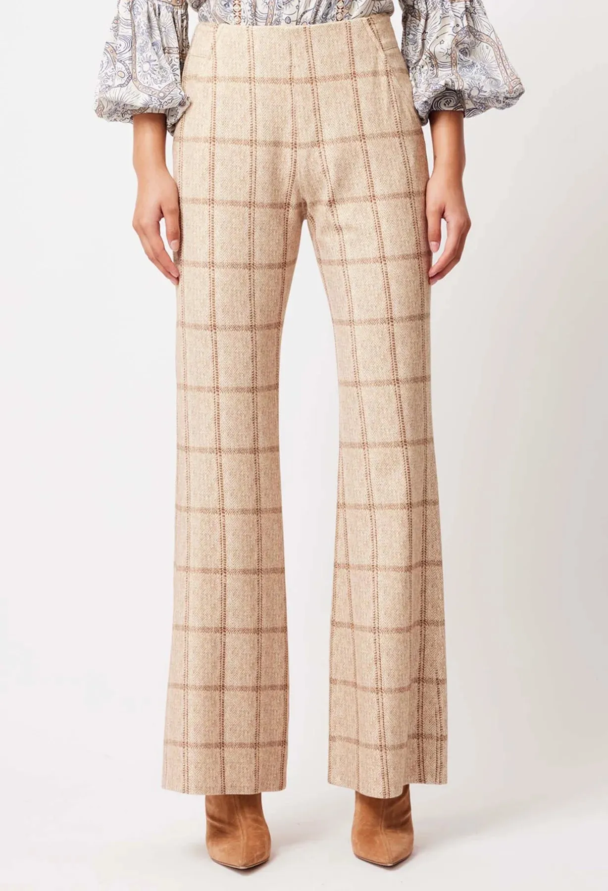 ONCE WAS GETTY PONTE PANT IN OATMEAL CHECK