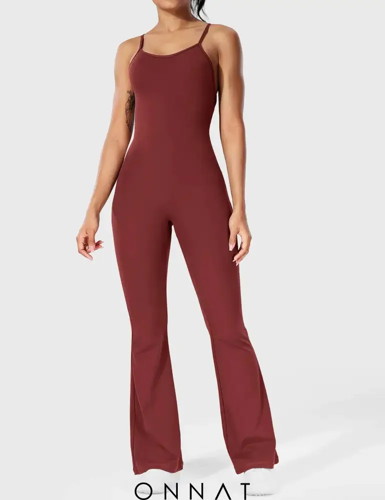 Onnat Liza V-Back Cross Flared Jumpsuit