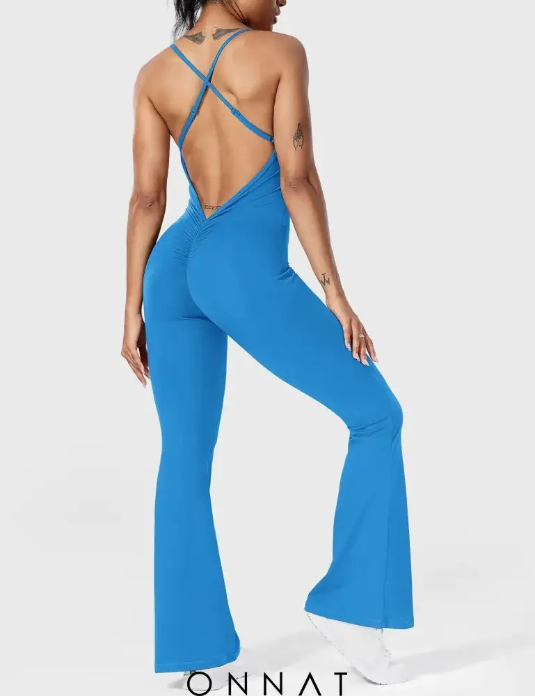 Onnat Liza V-Back Cross Flared Jumpsuit