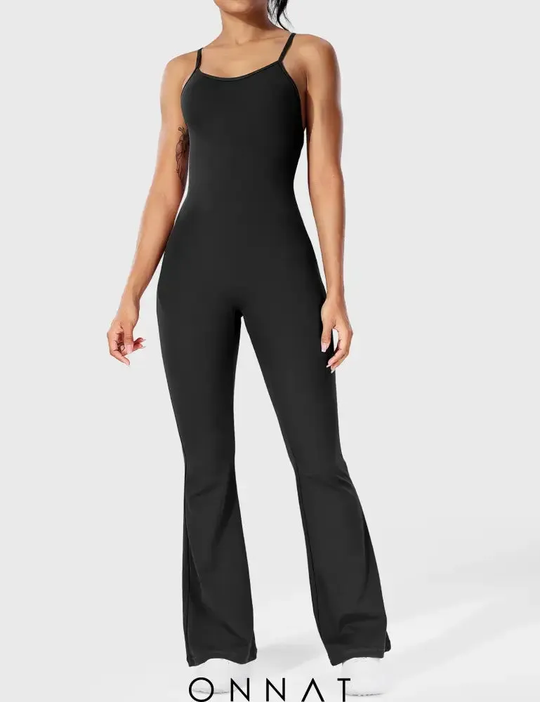 Onnat Liza V-Back Cross Flared Jumpsuit