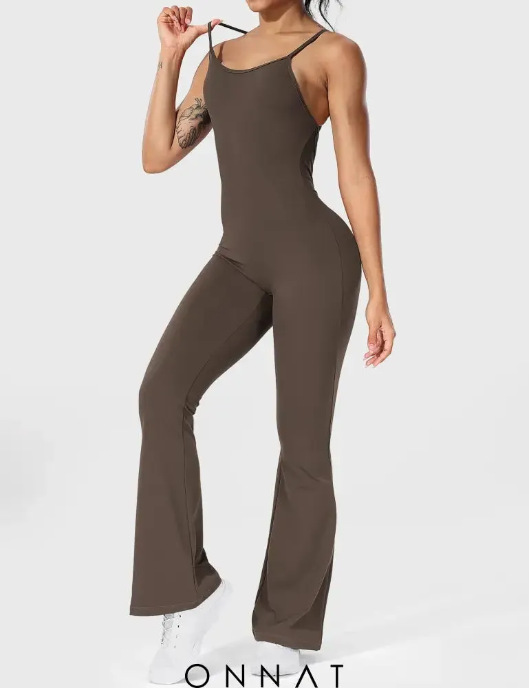 Onnat Liza V-Back Cross Flared Jumpsuit