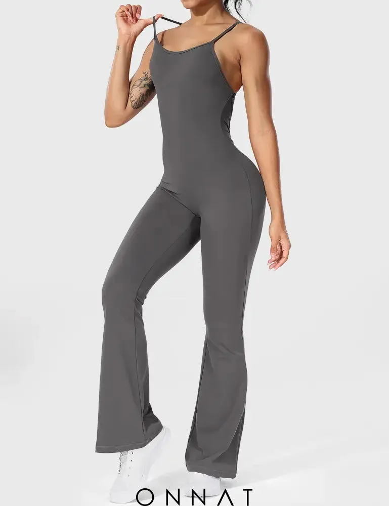 Onnat Liza V-Back Cross Flared Jumpsuit