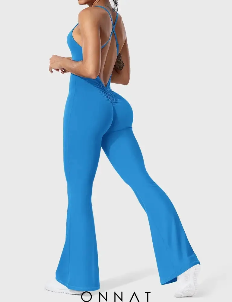 Onnat Liza V-Back Cross Flared Jumpsuit