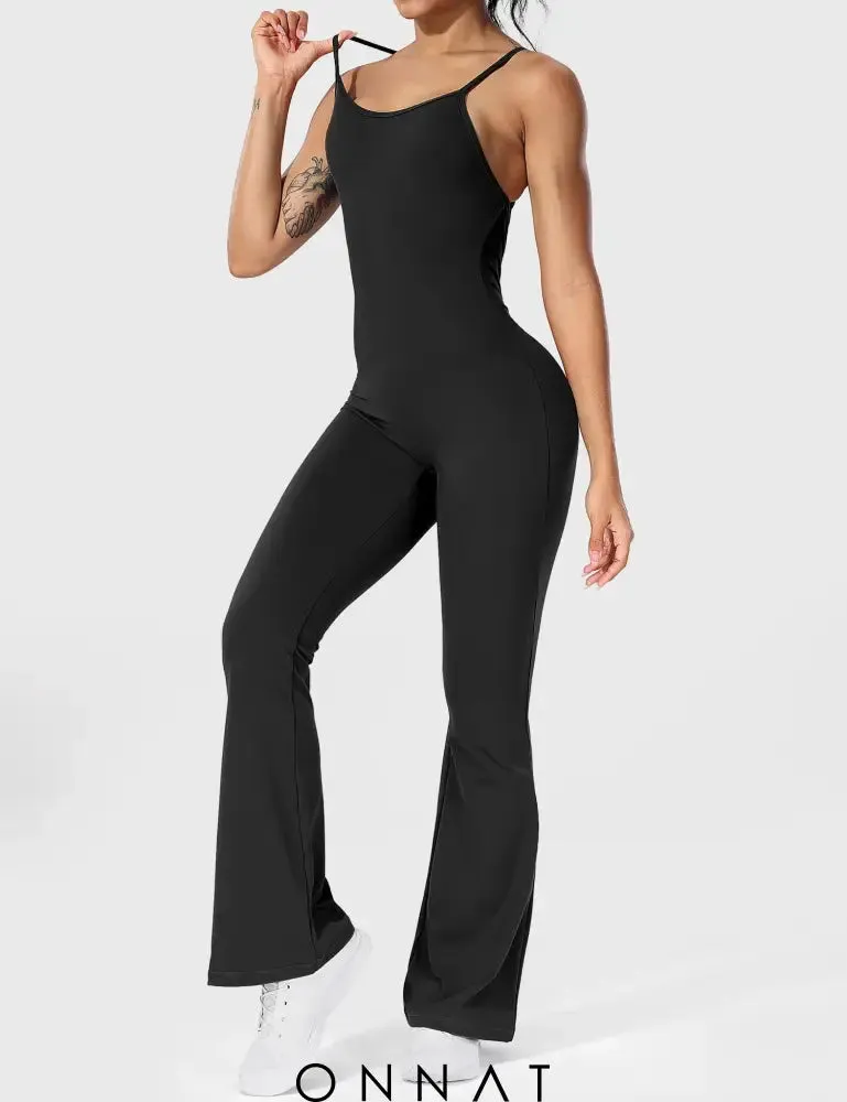 Onnat Liza V-Back Cross Flared Jumpsuit