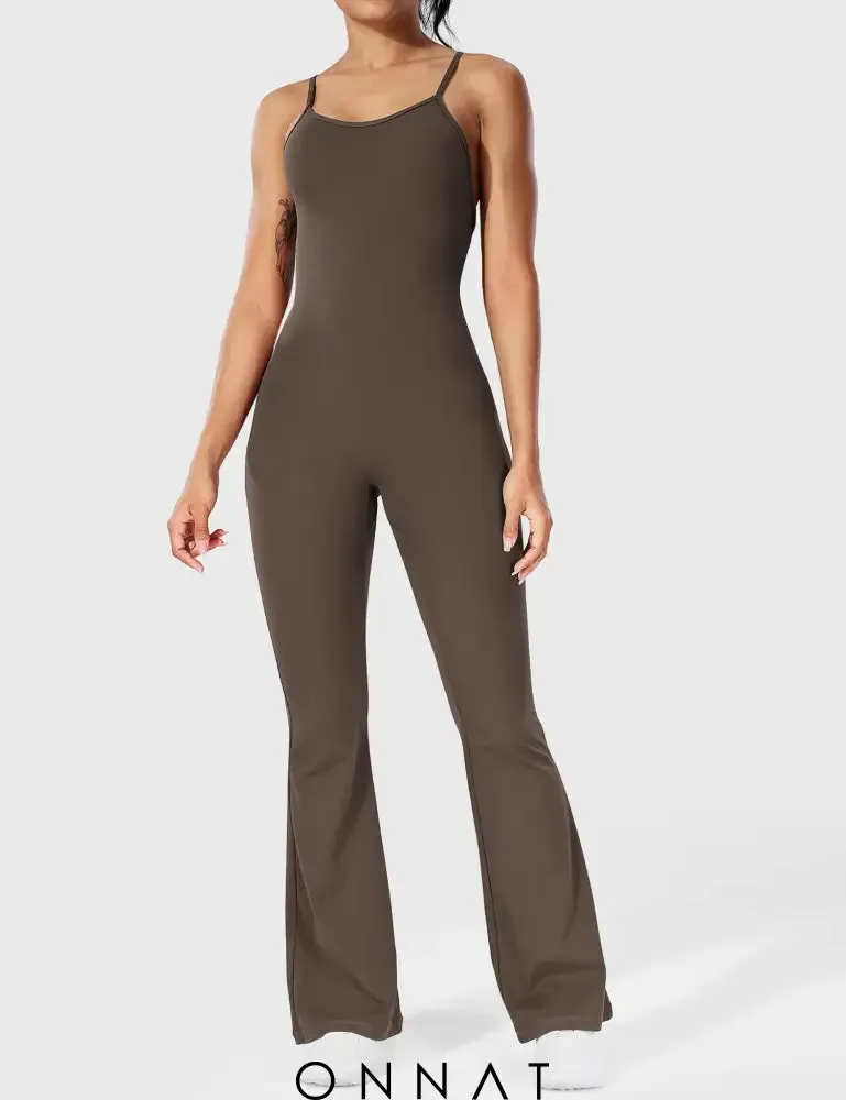 Onnat Liza V-Back Cross Flared Jumpsuit