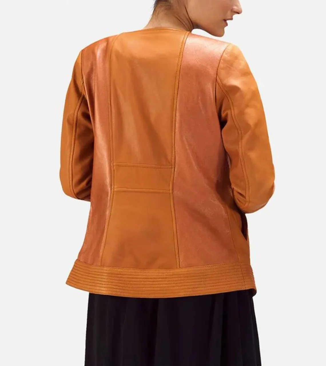 Orange Brown Women's Biker Leather Jacket