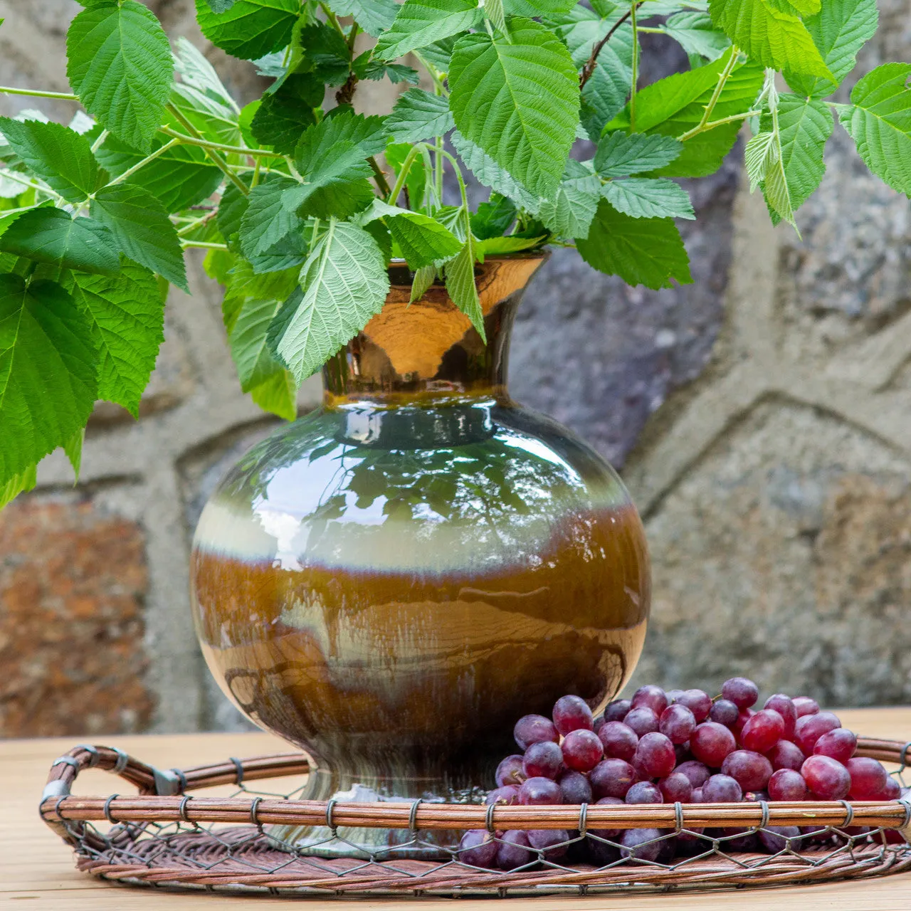 Patina Verde Flared Globe Vase