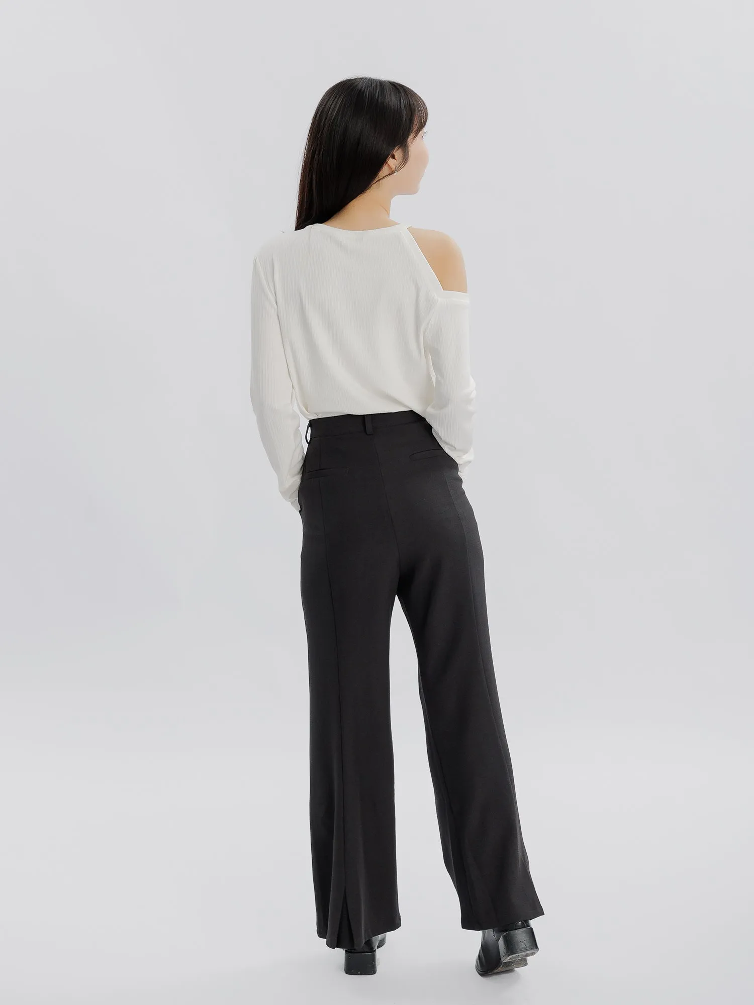 Petal Back Slit Bootcut Pants