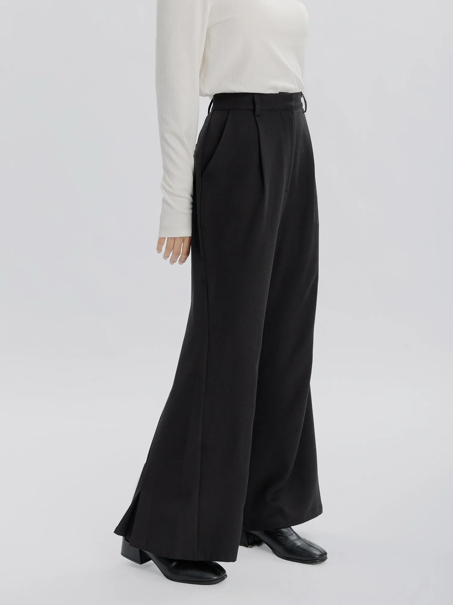 Petal Back Slit Bootcut Pants