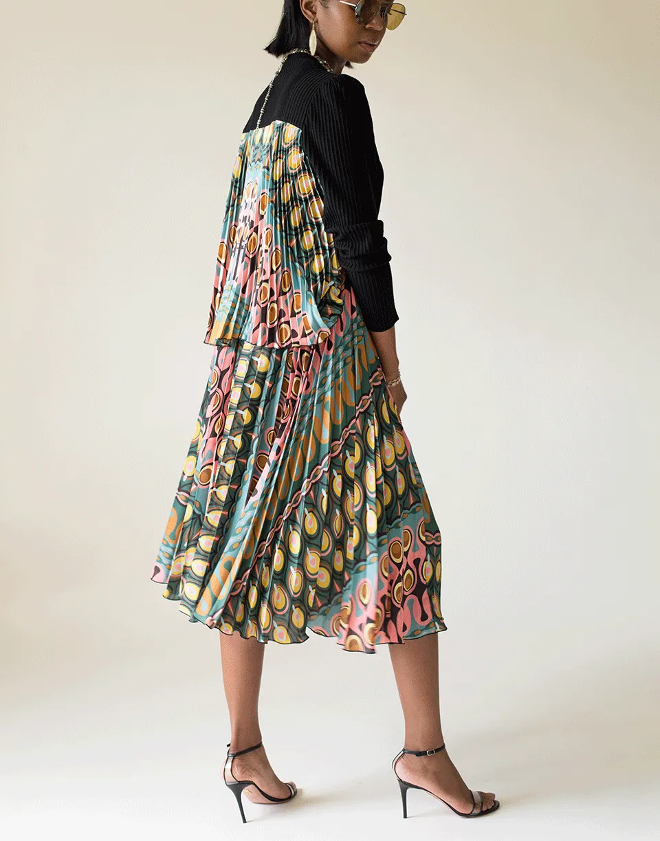 Pleated Georgette Soleil Midi Skirt