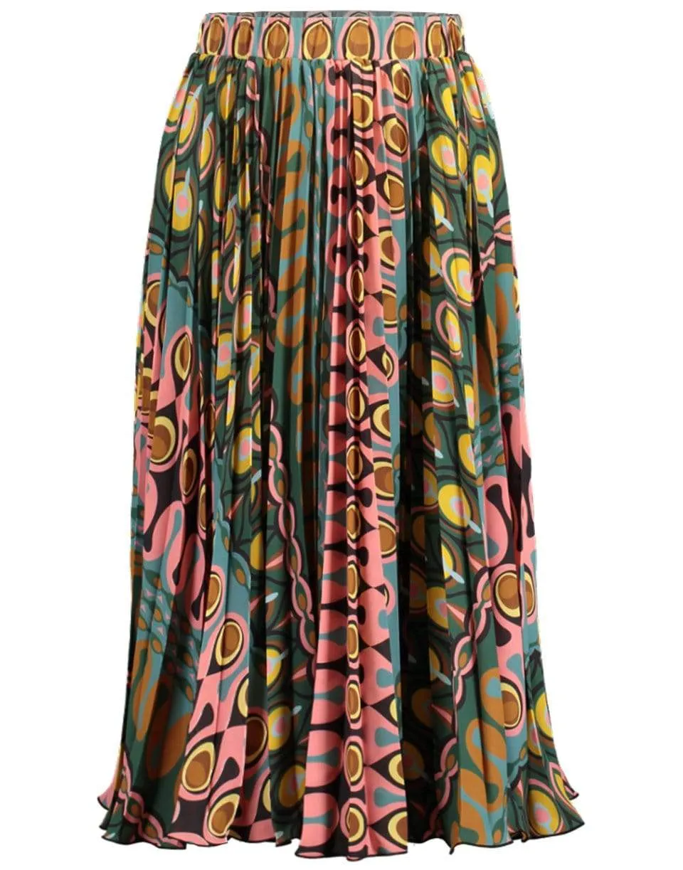 Pleated Georgette Soleil Midi Skirt