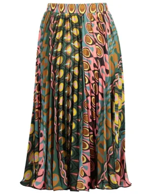 Pleated Georgette Soleil Midi Skirt