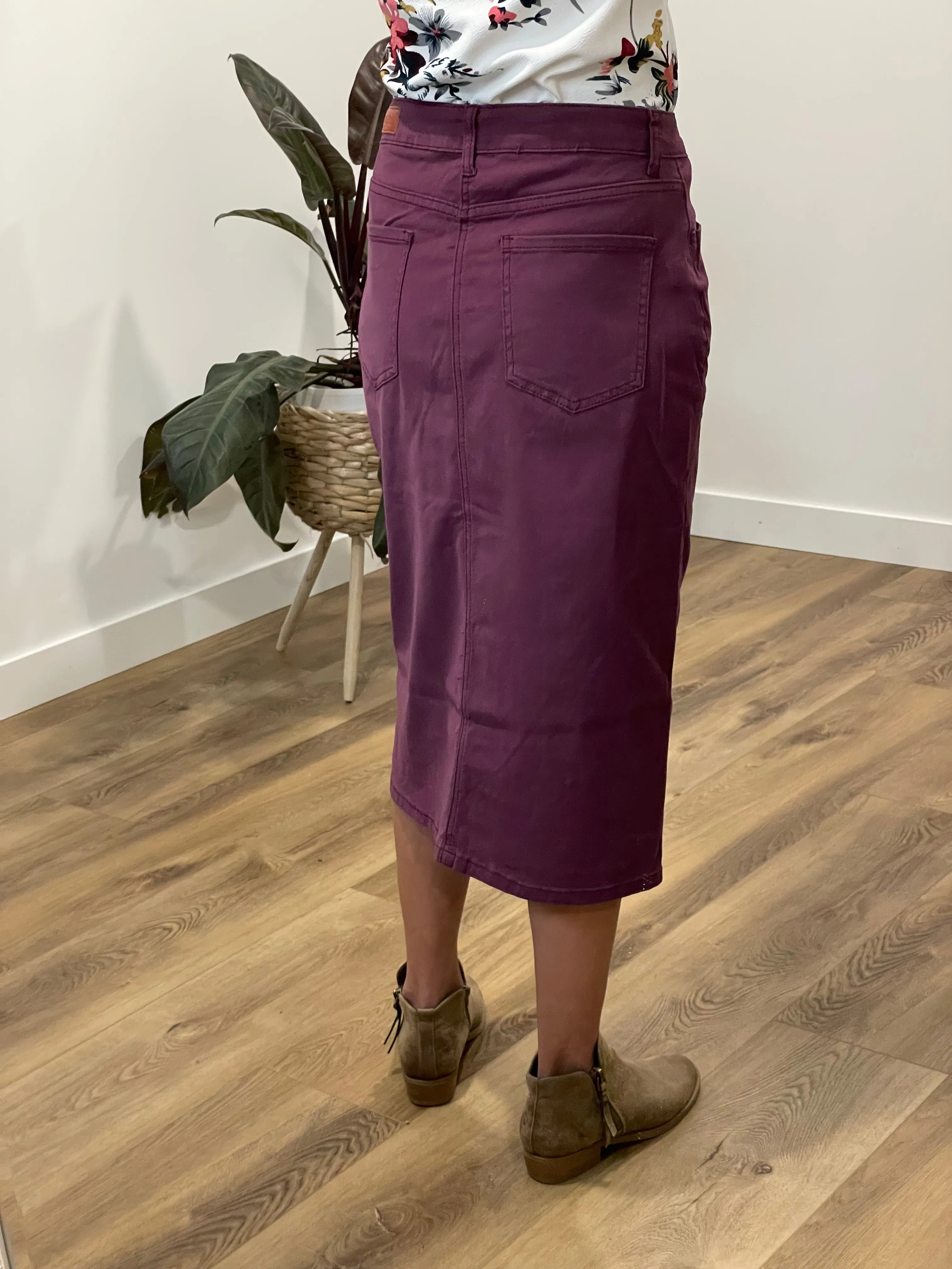 Remi Vintage Orchid Denim Midi Skirt