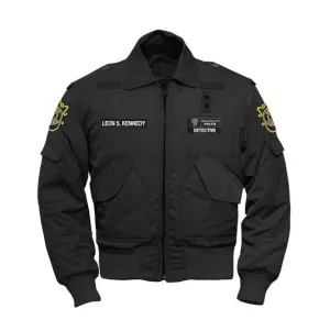 Resident Evil 2 Game Leon Kennedy Black Cotton Bomber Jacket